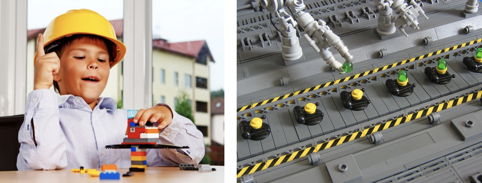 Assembly Line: Image sources: http://www.techlicious.com/images/family/child-building-a-lego-set-construction-shutterstock-510px.jpg https://www.flickr.com/photos/legoloverman/4779822382